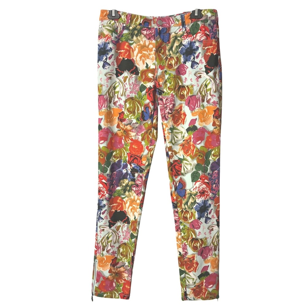 Alberto Makali Women Pants Multicolor Floral Butterfly Ankle Zip 10